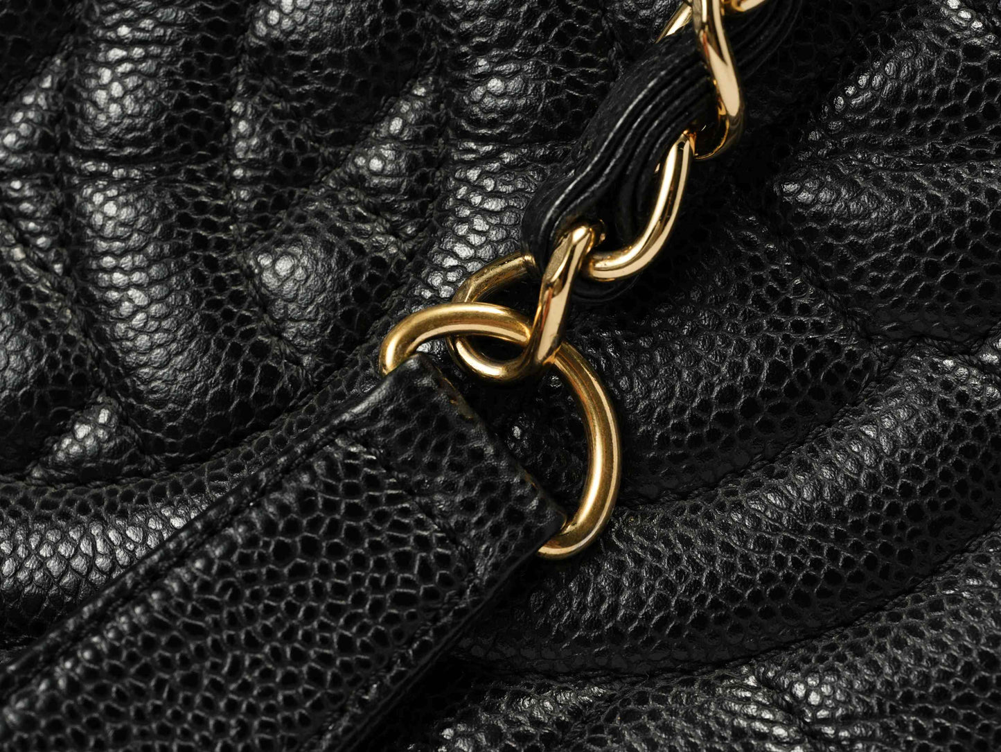 Chanel GST Medium Tote in Black Pebbled Leather with Gold-Tone Hardware