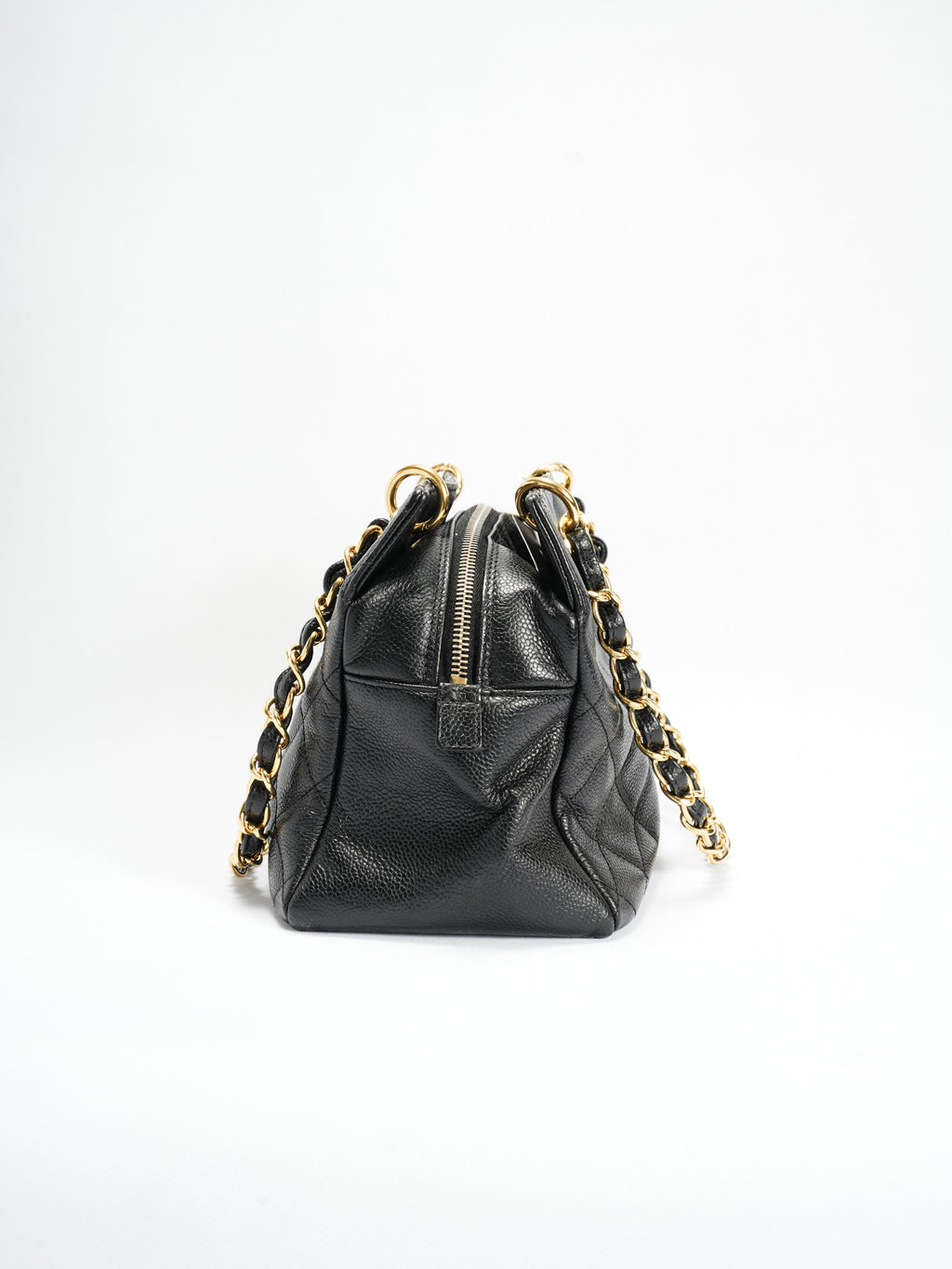 Chanel | Patent Pouch Tote In Black Pebbled Leather with Gold-tone Hardware - | - Pre-Owned