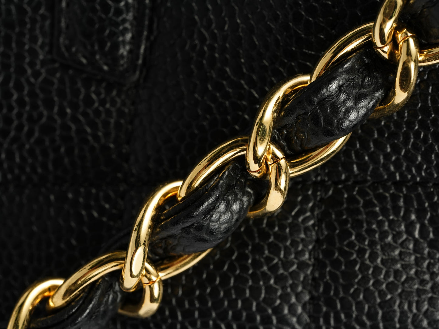 Chanel Patent Pouch Tote in Black Pebbled Leather with Gold-Tone Hardware