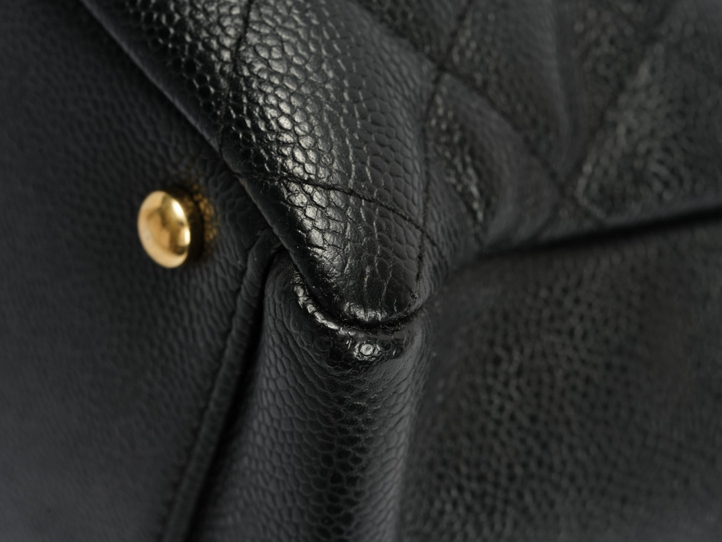 Chanel Patent Pouch Tote in Black Pebbled Leather with Gold-Tone Hardware