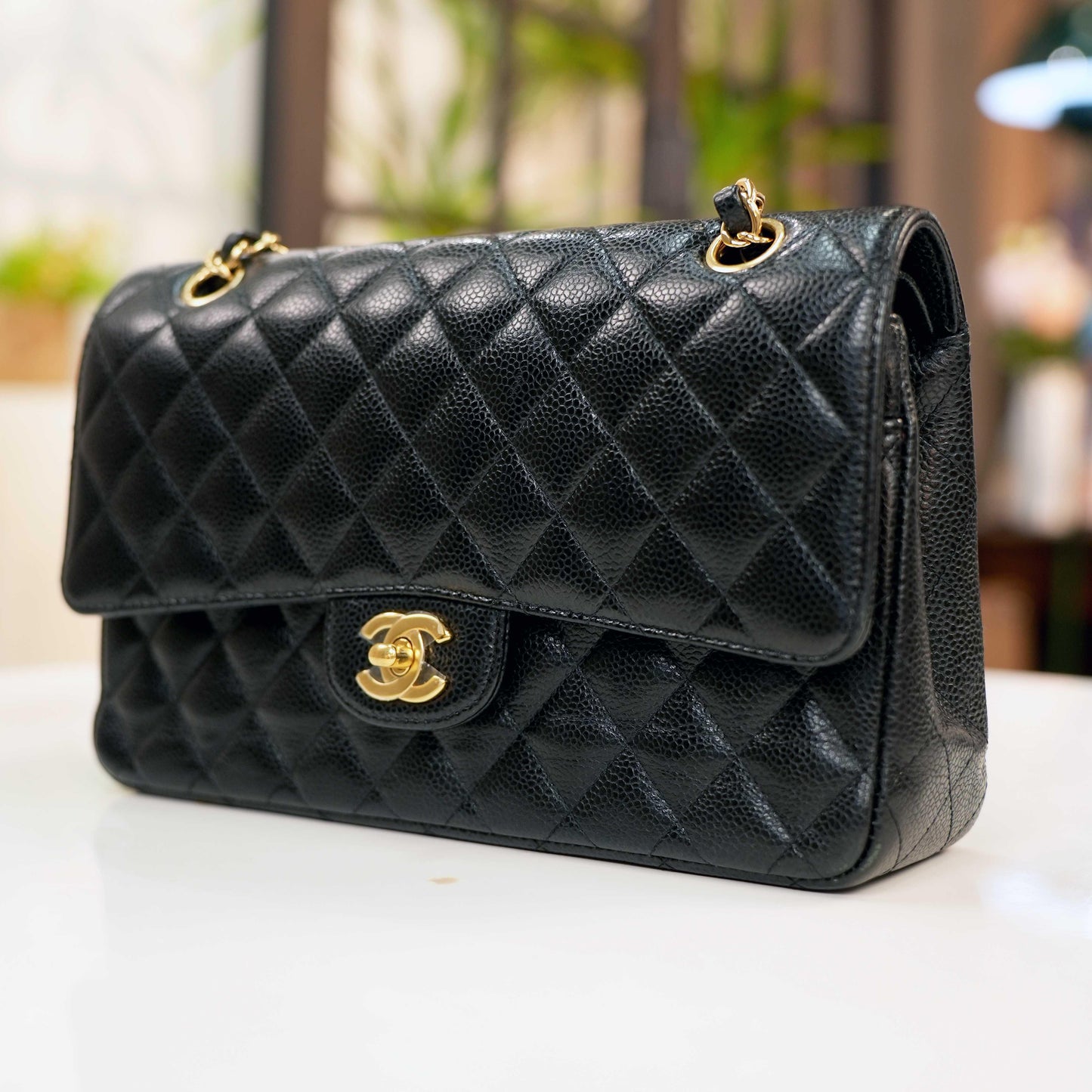 CHANEL Classic Flap Bag Medium - Black Caviar Leather with Gold Hardware