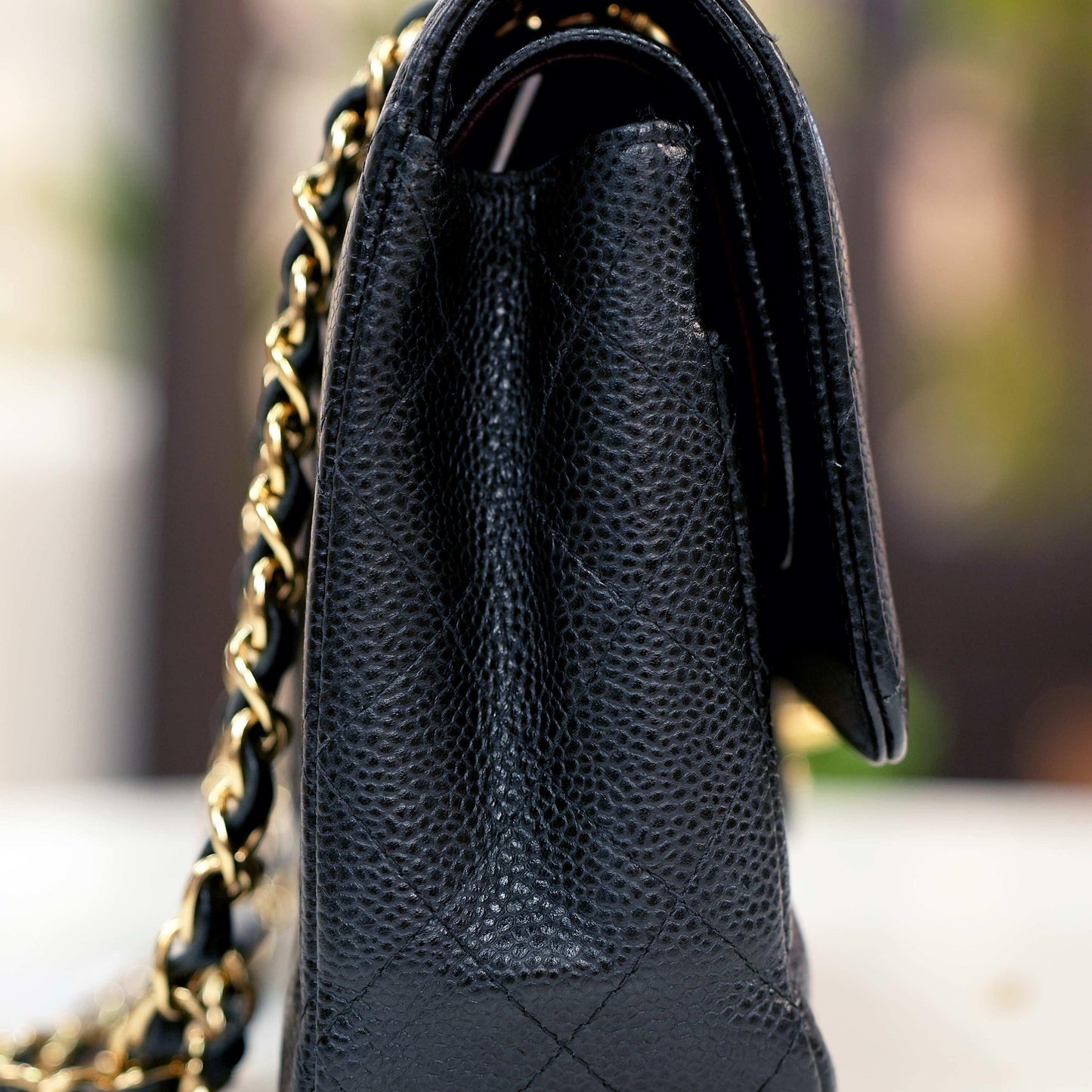 CHANEL Classic Flap Bag Medium - Black Caviar Leather with Gold Hardware