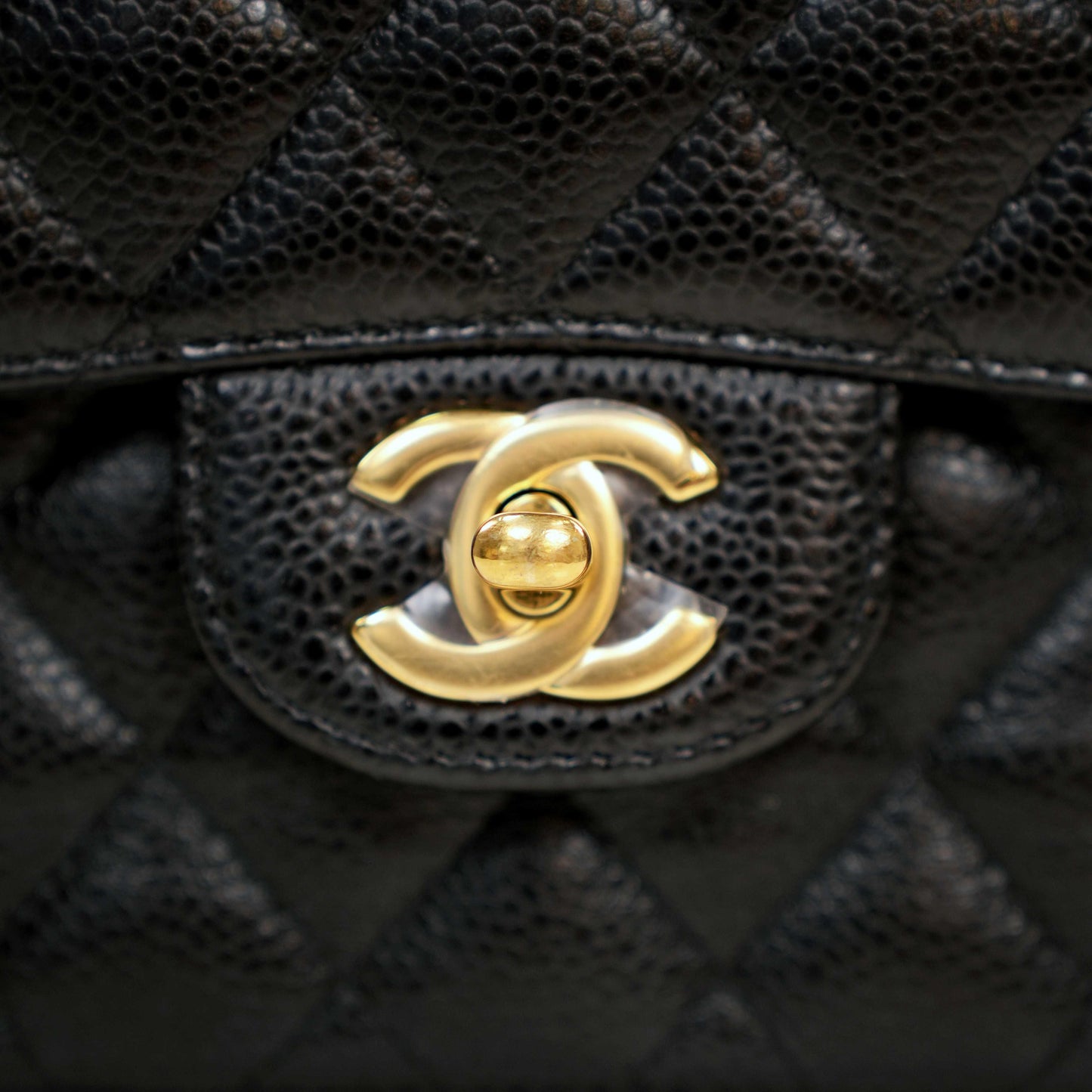 CHANEL Classic Flap Bag Medium - Black Caviar Leather with Gold Hardware