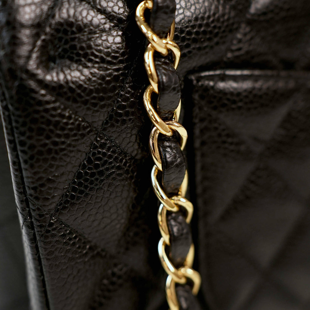 CHANEL Classic Flap Bag Medium - Black Caviar Leather with Gold Hardware - Pre-Owned