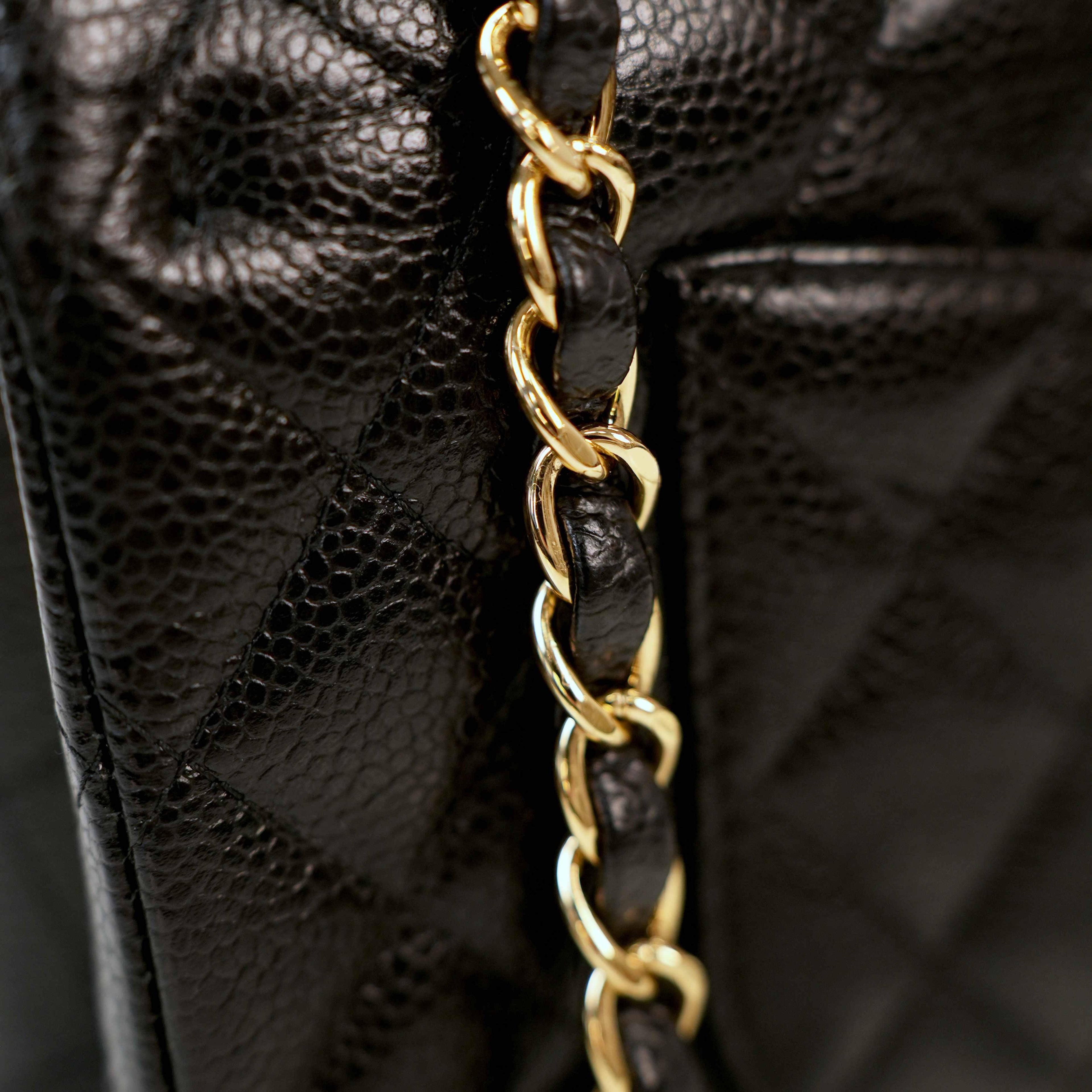 CHANEL Classic Flap Bag Medium - Black Caviar Leather with Gold Hardware - Pre-Owned