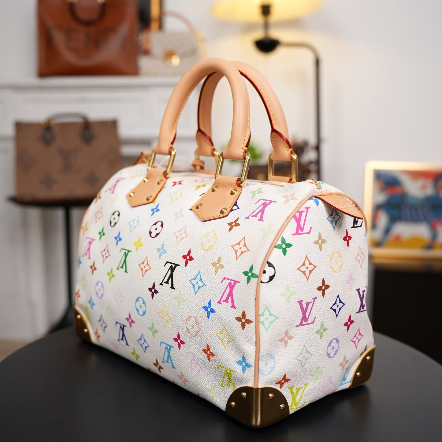 Louis Vuitton x Takashi Murakami Monogram Multicolore White Speedy 30