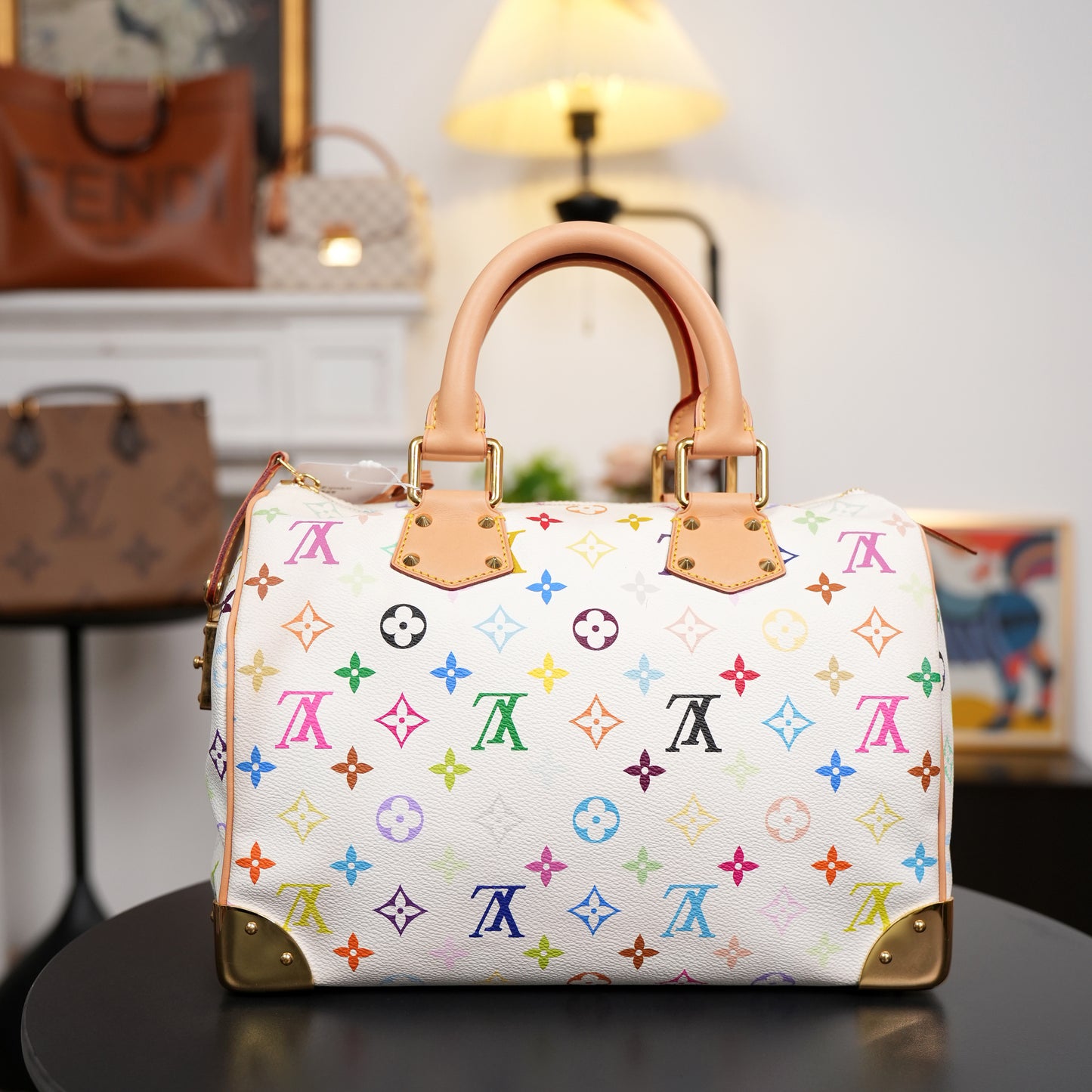 Louis Vuitton x Takashi Murakami Monogram Multicolore White Speedy 30