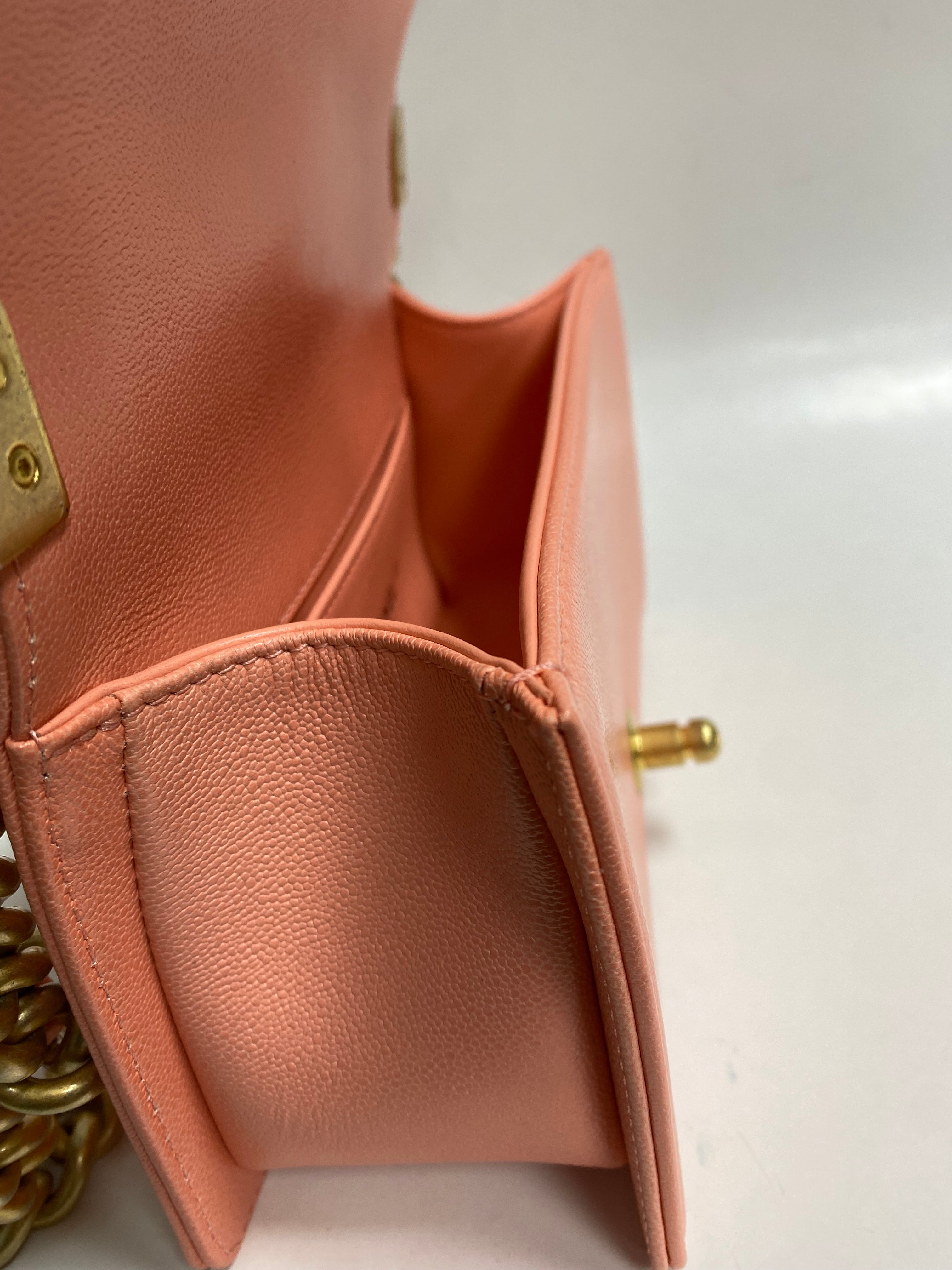 CHANEL Chevron Quilted Small Le Boy Bag Pink with Microchip