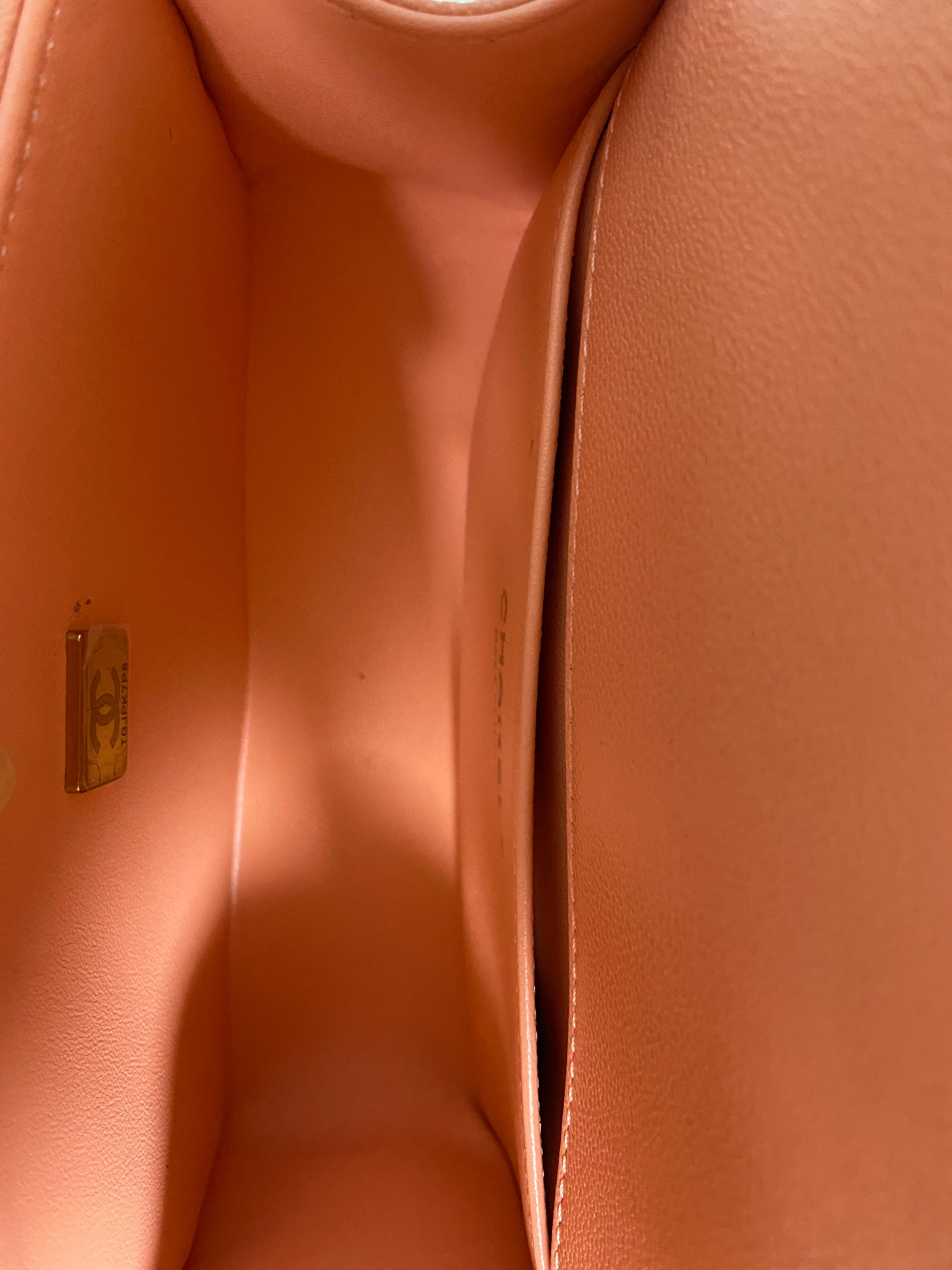 CHANEL Chevron Quilted Small Le Boy Bag Pink with Microchip