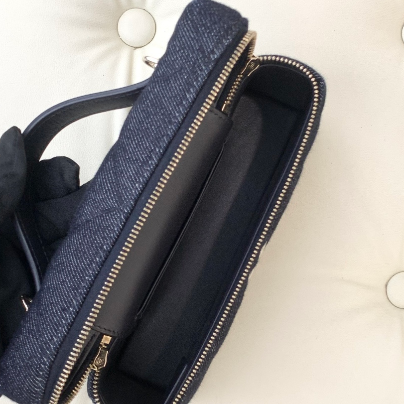 Chanel Vanity Denim Blue Crossbody Top Handle Excellent