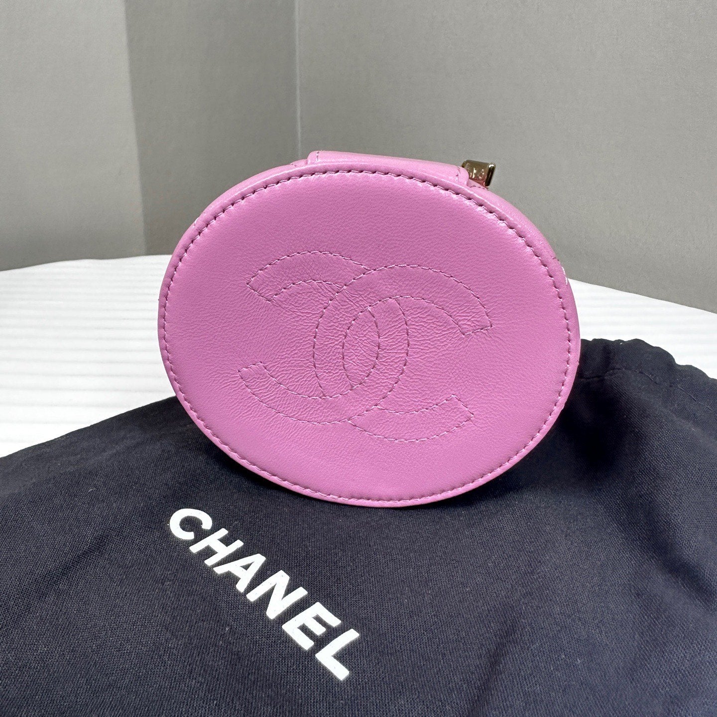 Chanel Diamond Bucket Top Handle Bag Pink Gold Used Women Classic