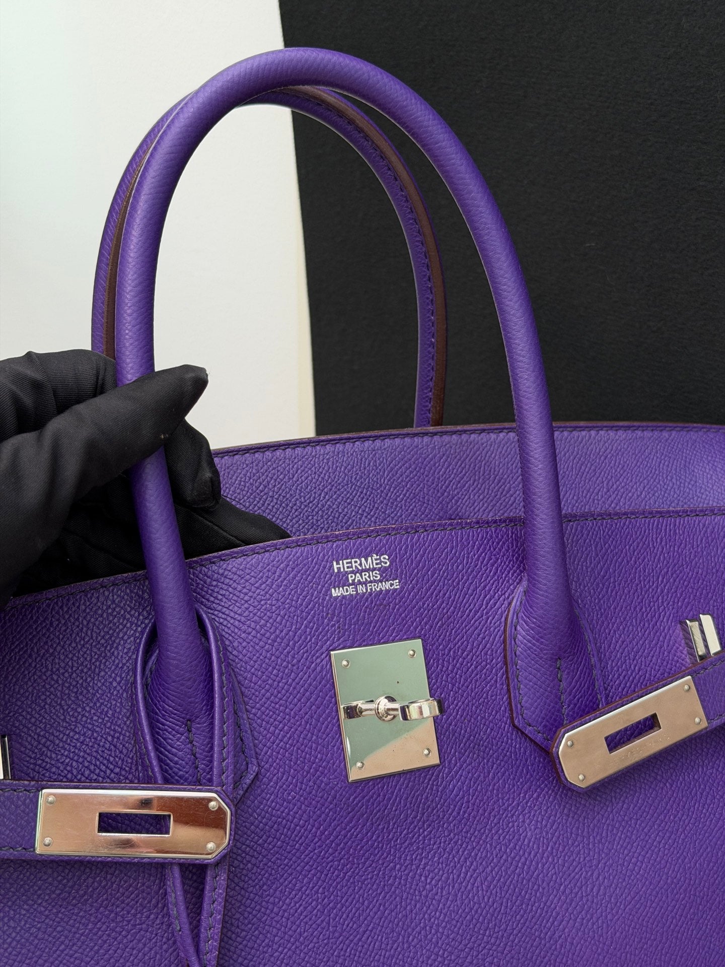 Hermes Birkin35 Epsom Leather Top Handle Bag Purple Classic Fashion Women