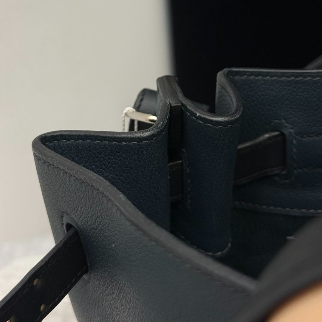 Hermes So Kelly22 Blue Black 2Way Shoulder Bag Crossbody Silver Hardware