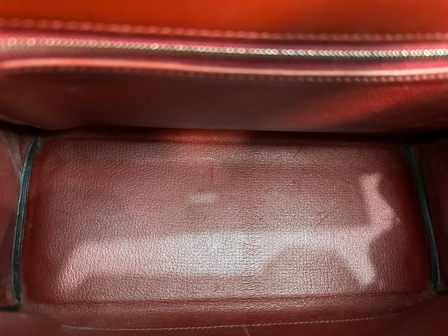 Hermes Kelly28 Box Leather Red Handbag Silver Hardware With Crossbody Strap