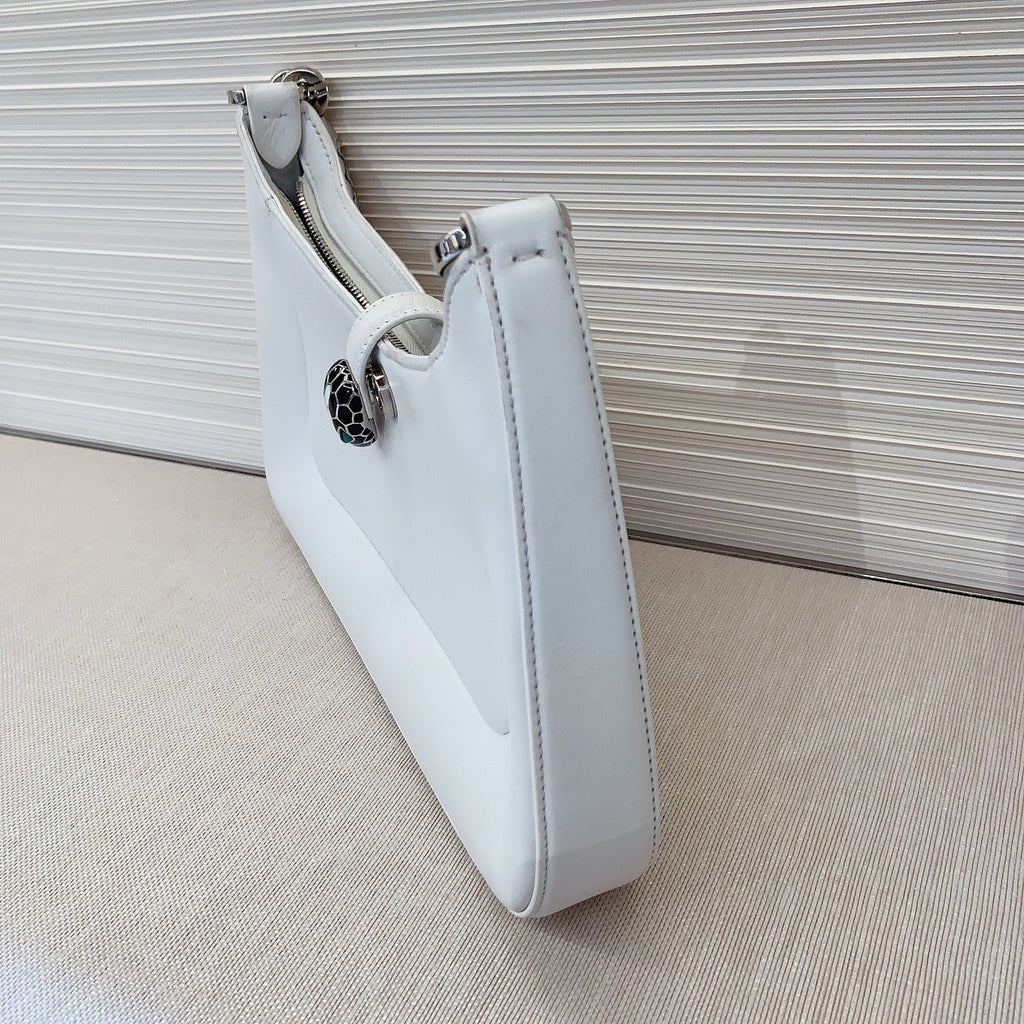 Bvlgari Serpenti Chain Shoulder Bag White Silver Used Women Classic