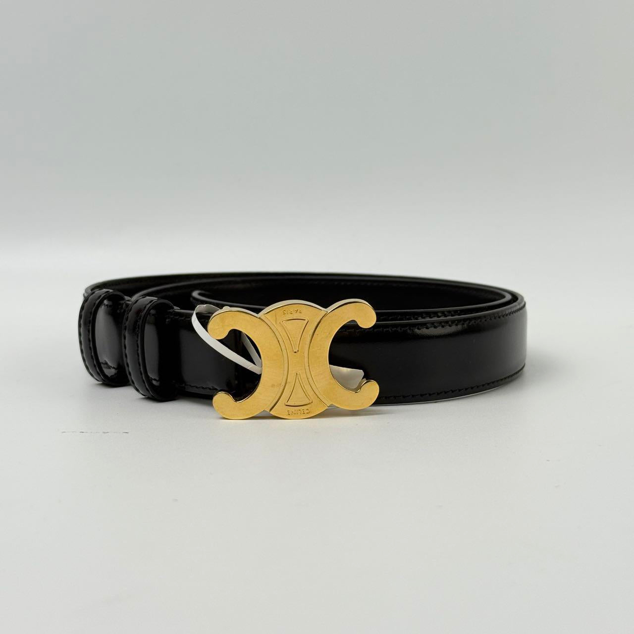 Celine Belt Size 85  Legitmark Authentic black Belt with Gold Toned Buckle