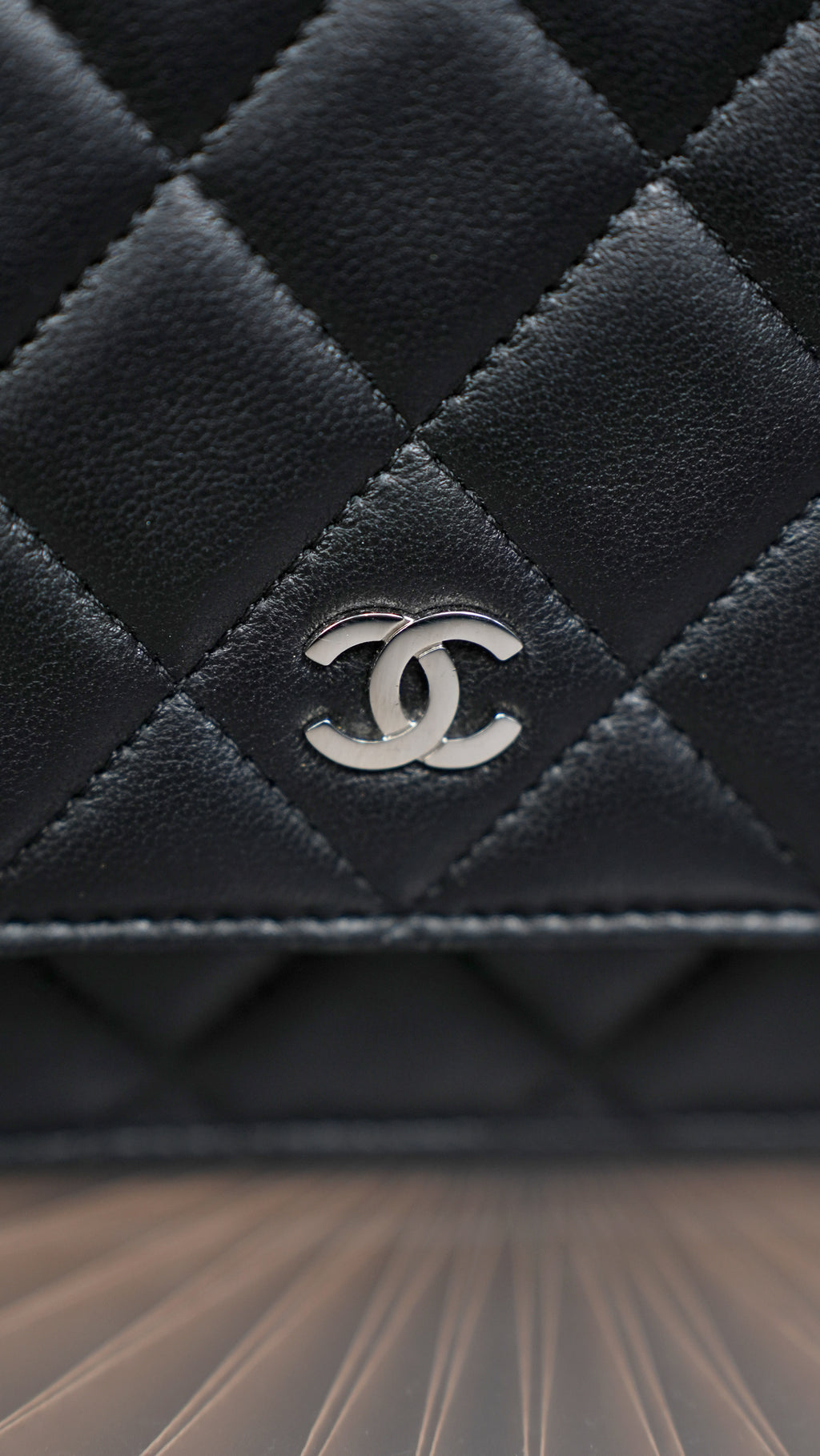 Chanel WOC Diamond Shoulder Bag Crossbody Black Silver Women Classic