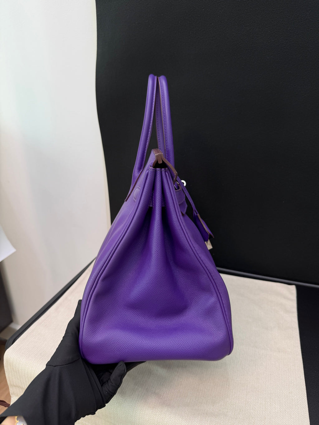 Hermes Birkin35 Epsom Leather Top Handle Bag Purple Classic Fashion Women