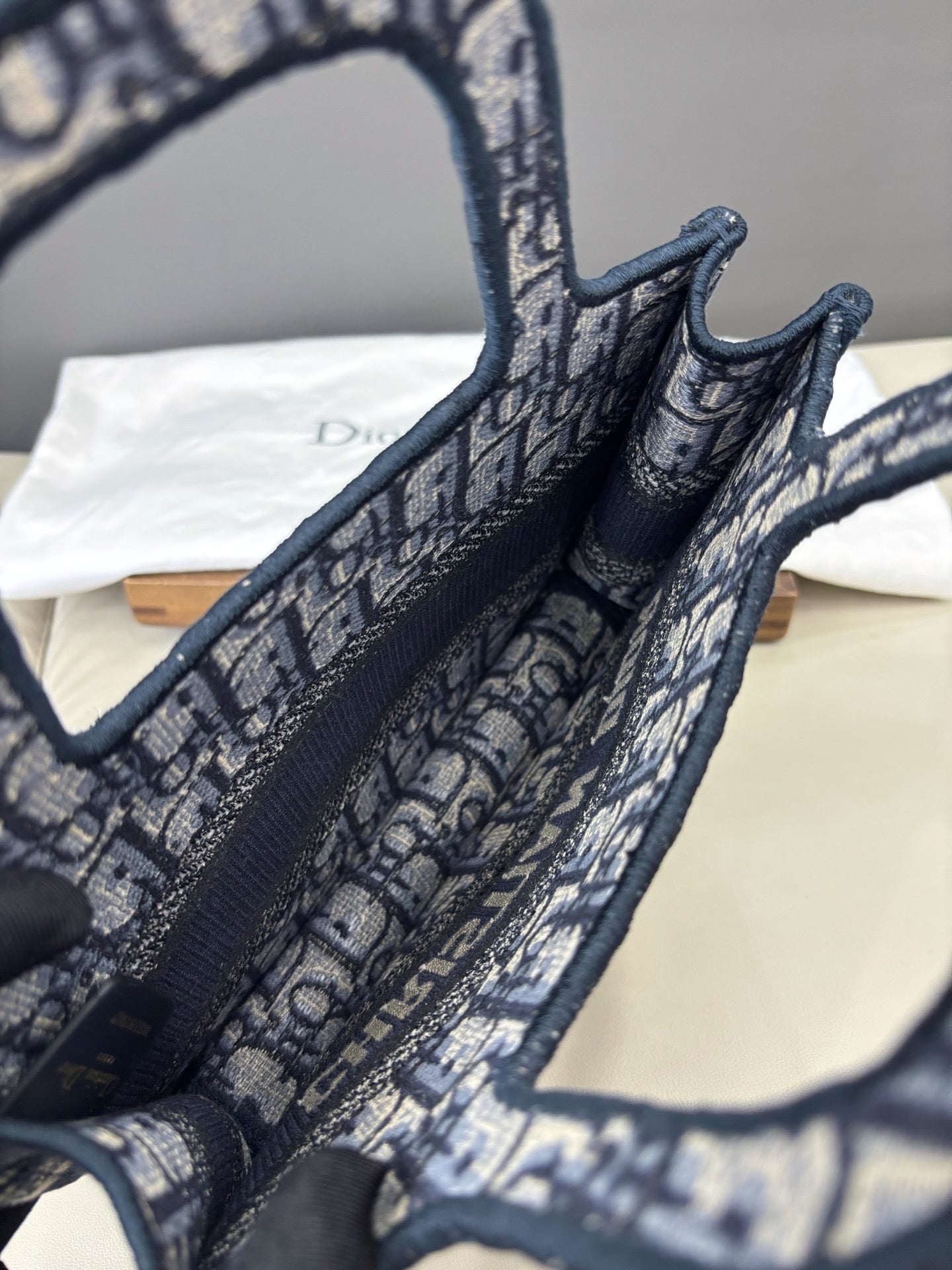 Dior Book Tote Monogram Canvas Blue Top Handle Tote Bag Excellent