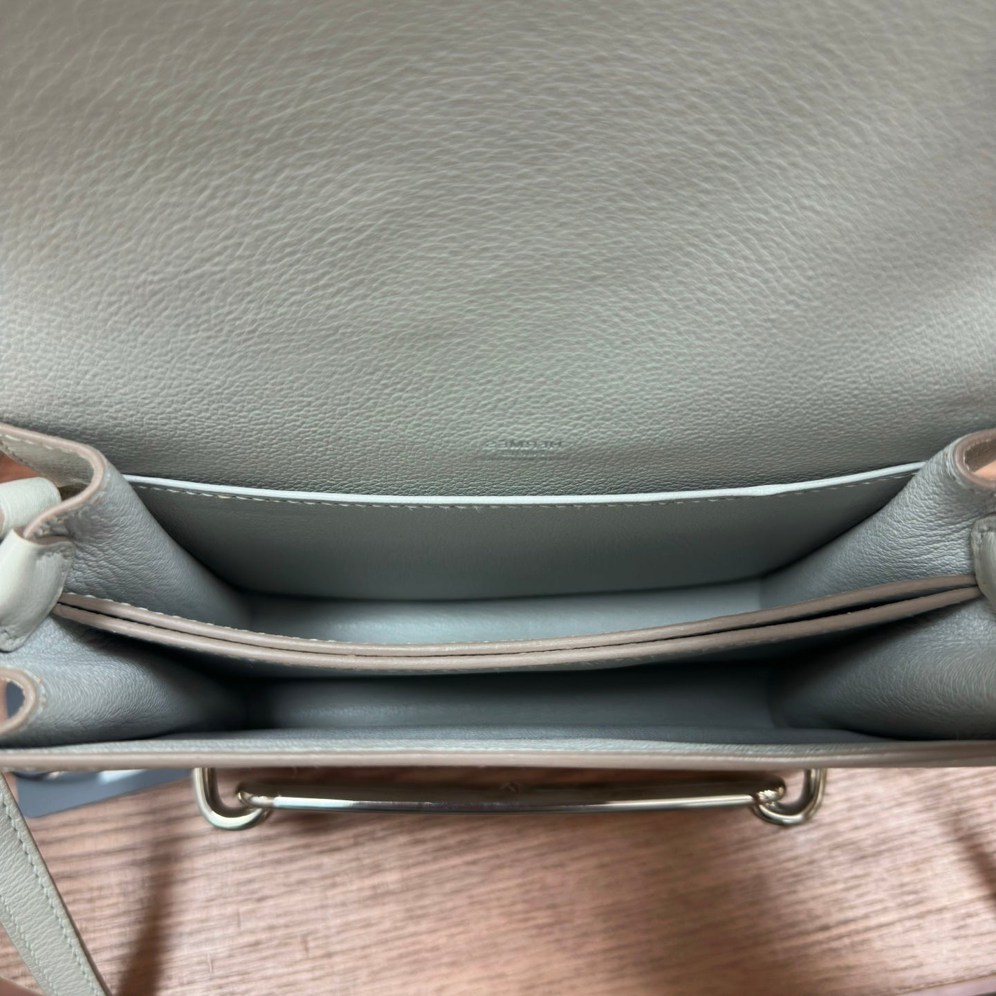 Hermes Roulis19 Evercolor Shoulder Bag Crossbody White Silver Women Classic