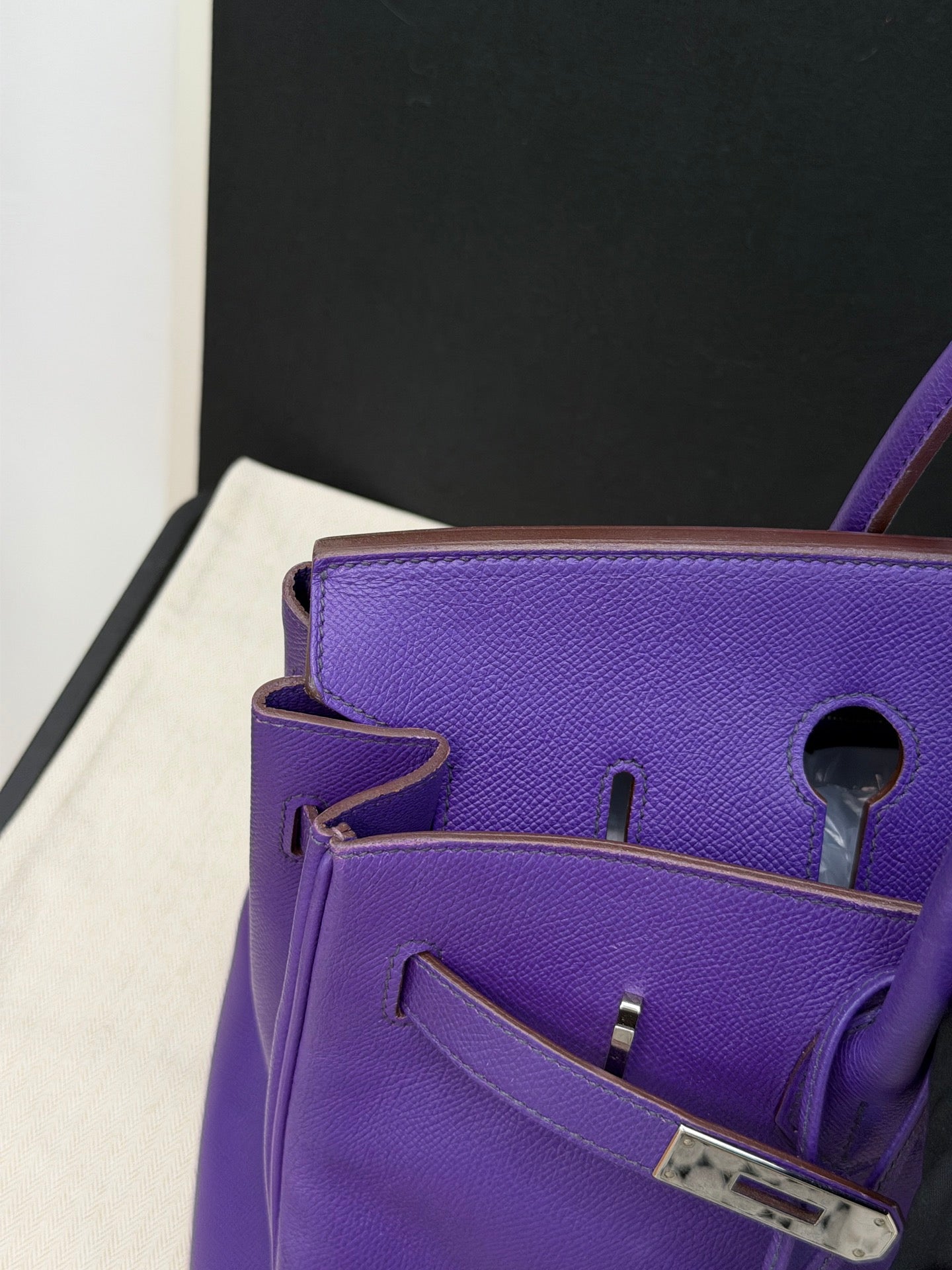 Hermes Birkin35 Epsom Leather Top Handle Bag Purple Classic Fashion Women