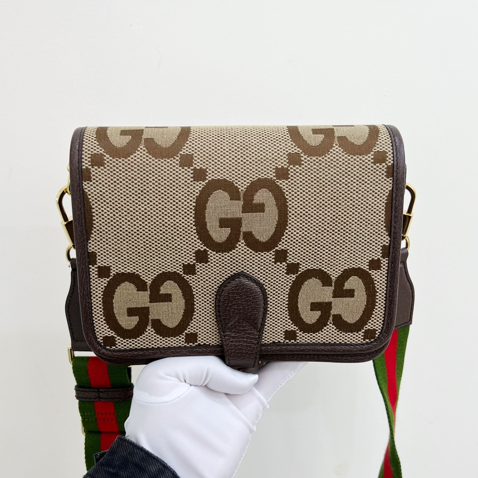 Gucci Ophidia Saddle Shoulder Crossbody Brown Gold Unisex Adults Classic