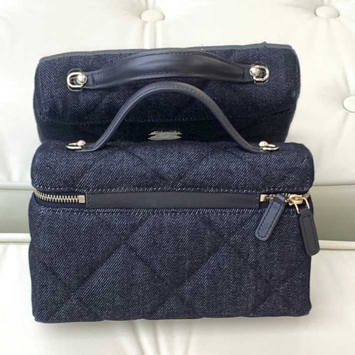 Chanel Vanity Denim Blue Crossbody Top Handle Excellent
