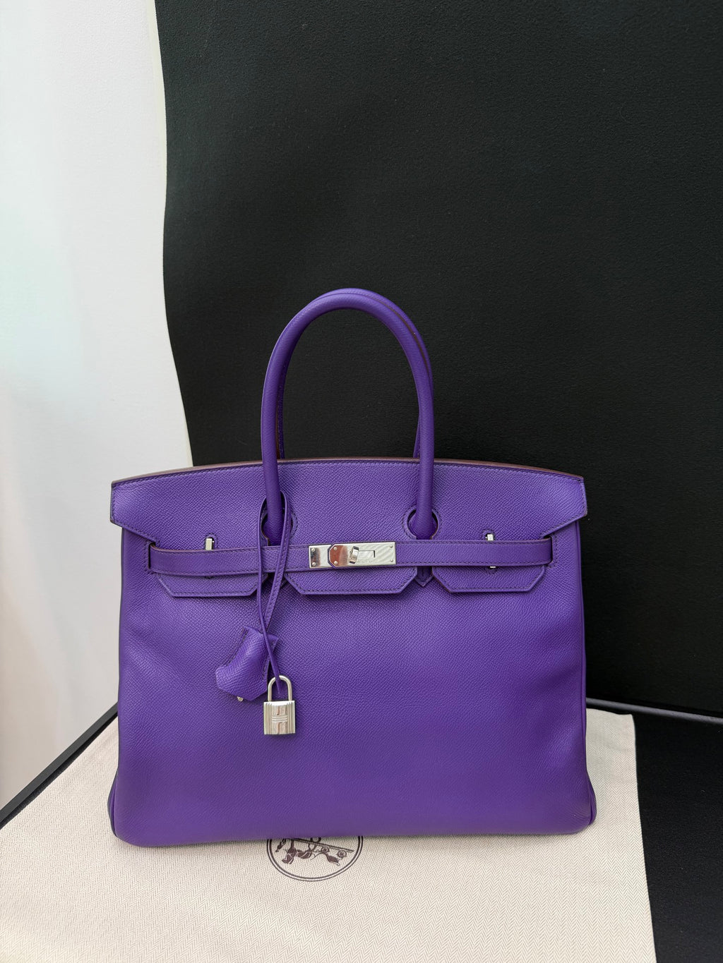 Hermes Birkin35 Epsom Leather Top Handle Bag Purple Classic Fashion Women