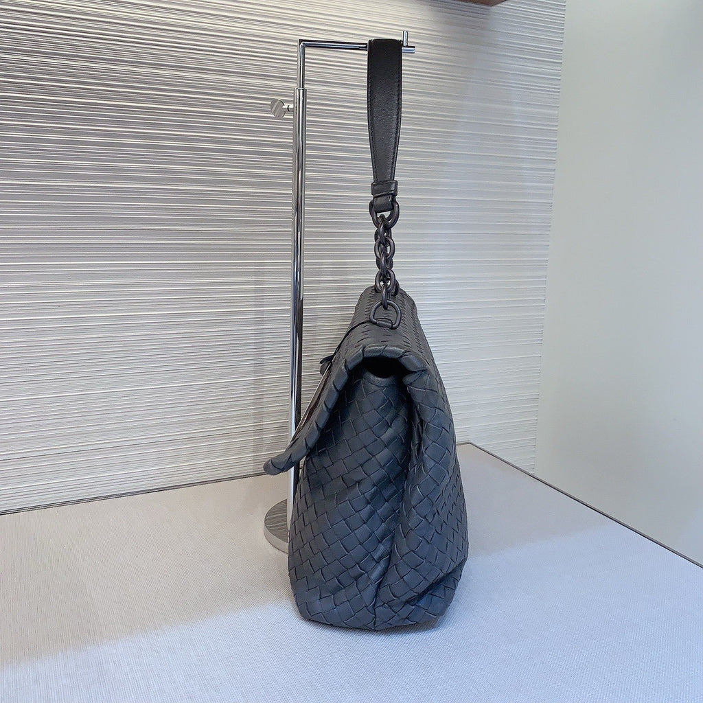 Bottega Veneta Olimpia Intrecciato Shoulder Bag Gray Used Women Classic