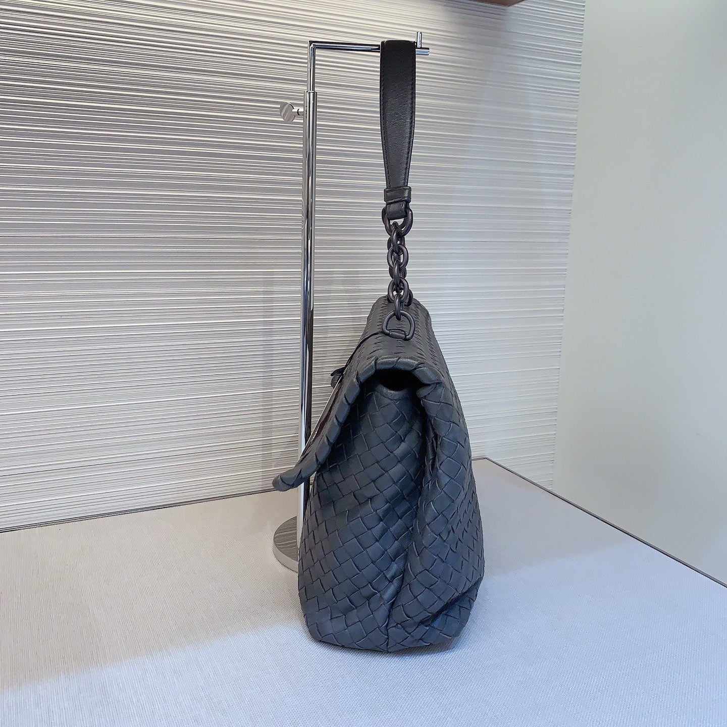 Bottega Veneta Olimpia Intrecciato Shoulder Bag Gray Used Women Classic