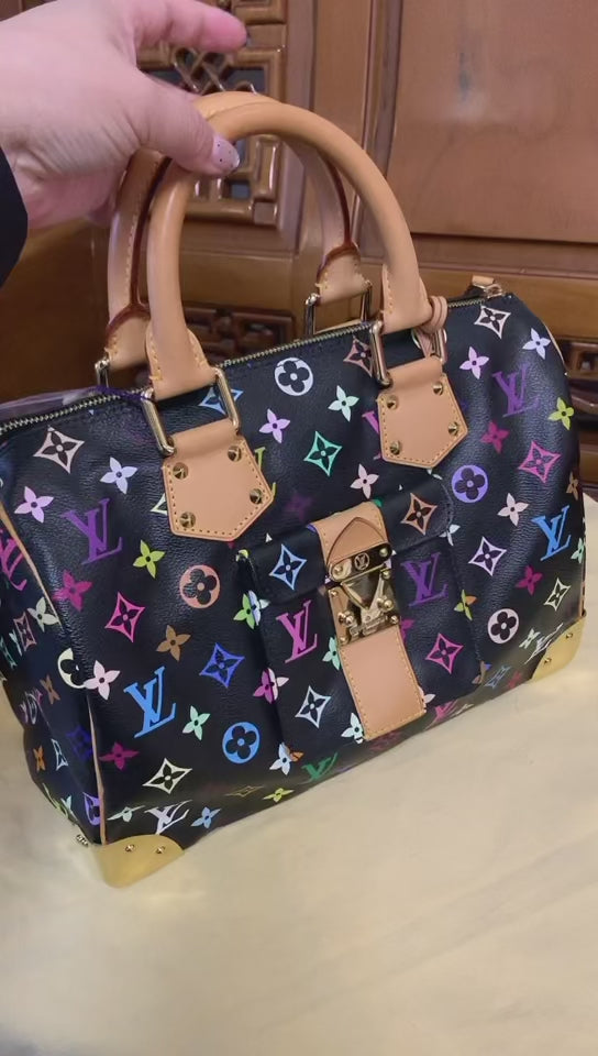 Louis Vuitton x Takashi Murakami Monogram Multicolore Speedy 30 (Black) - Pre-Owned