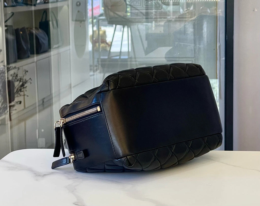 CHANEL Black Leather Bowling Top Handle Bag For Women