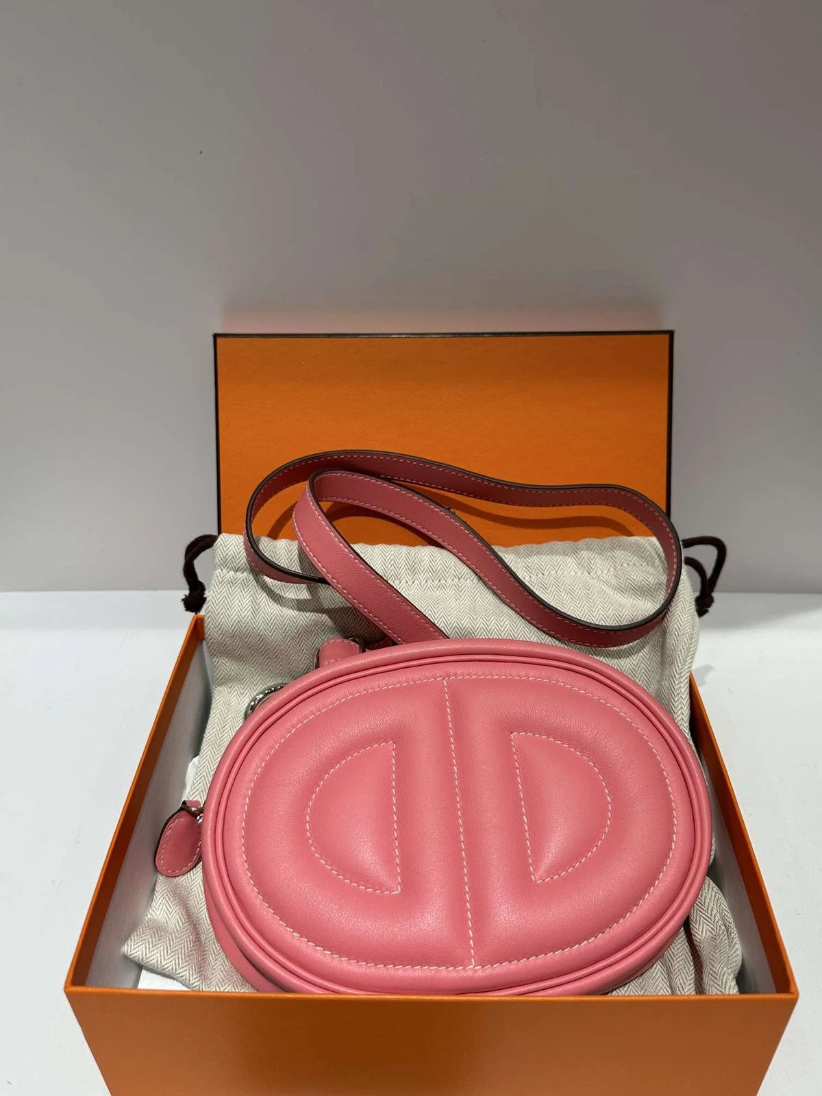 Hermes In The Loop Pink Leather Waist Bag For Women
