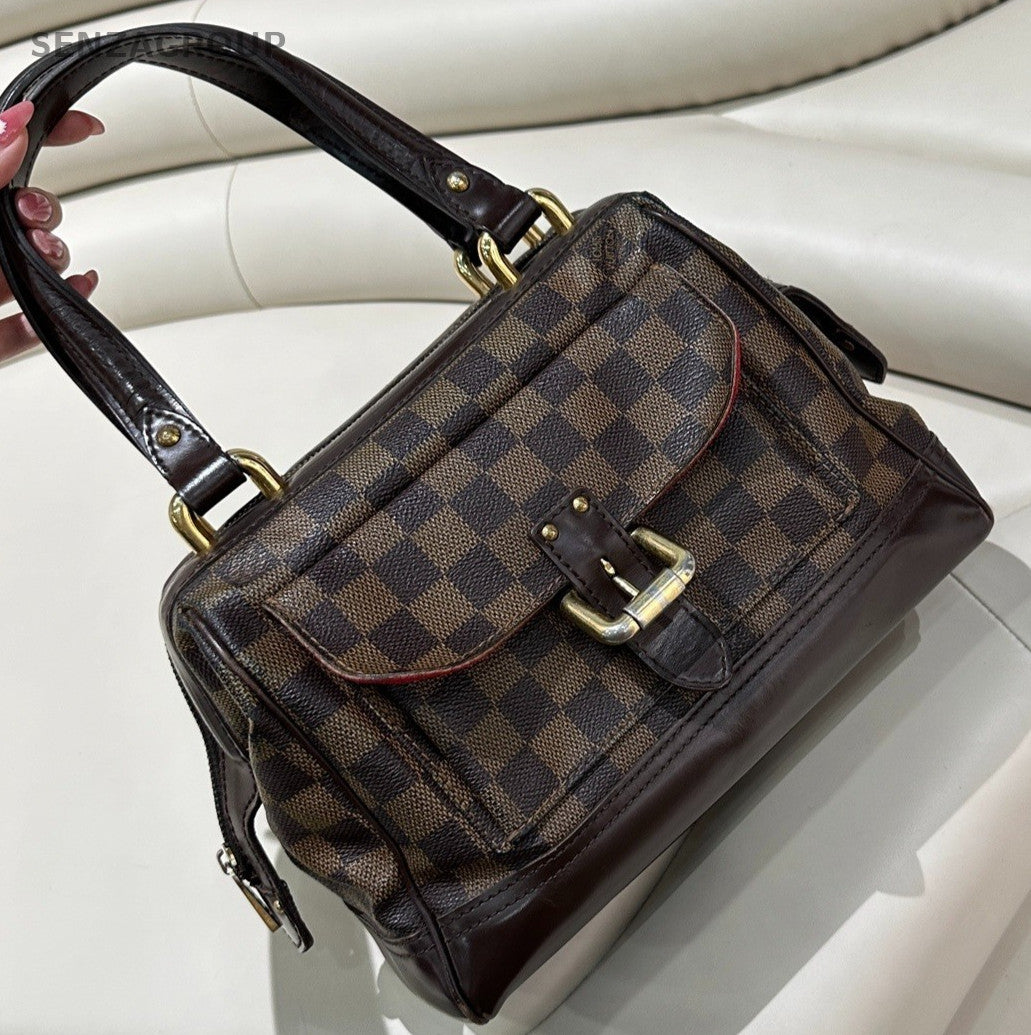 Louis Vuitton Damier Ebene Handbag Top Handle Bag Brown