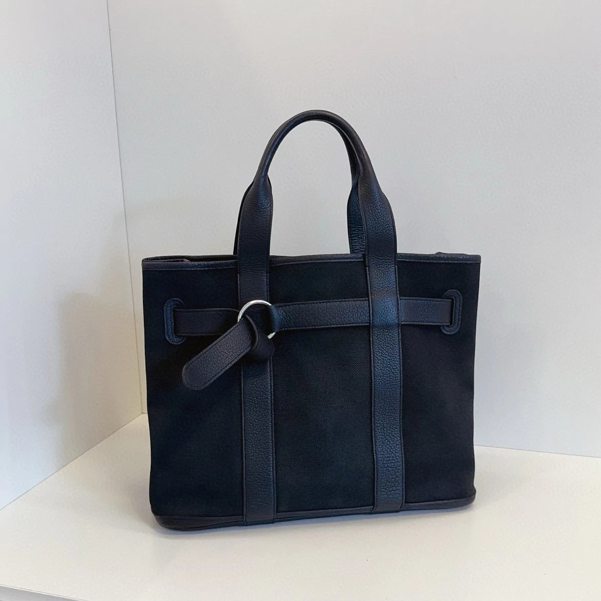 Hermes Petite Ceinture Garden Party36 Black Silver Top Handle Bag Women Classic