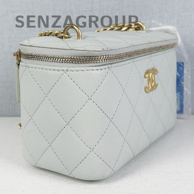 Chanel Camellia Cosmetic Case White Gold Chain Shoulder Crossbody Bag