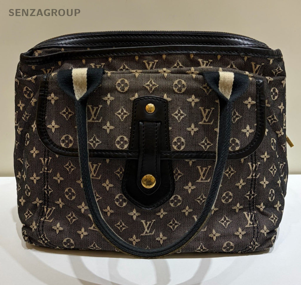 Louis Vuitton Monogram Tote Black Gray Gold Top Handle Bag Women Classic Vintage
