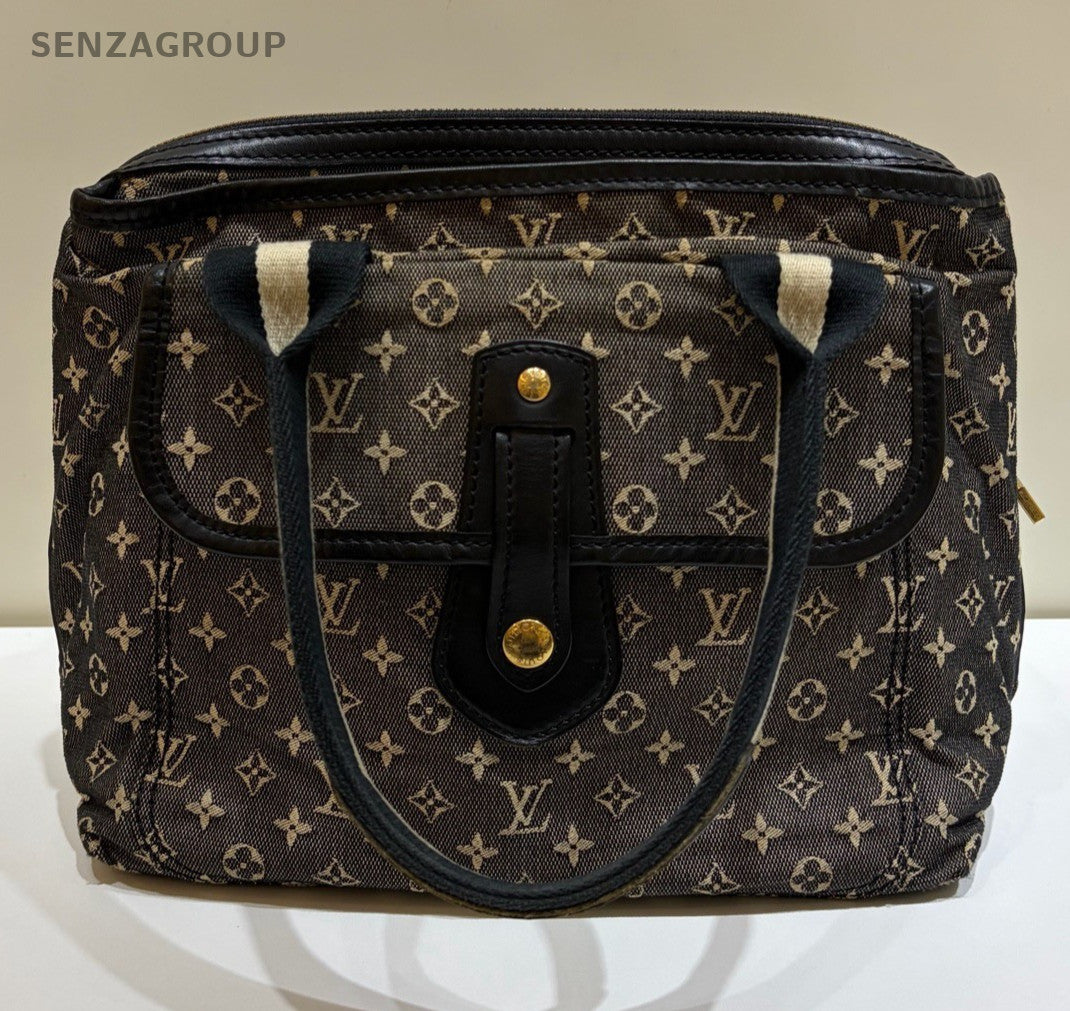 Louis Vuitton Monogram Tote Black Gray Gold Top Handle Bag Women Classic Vintage