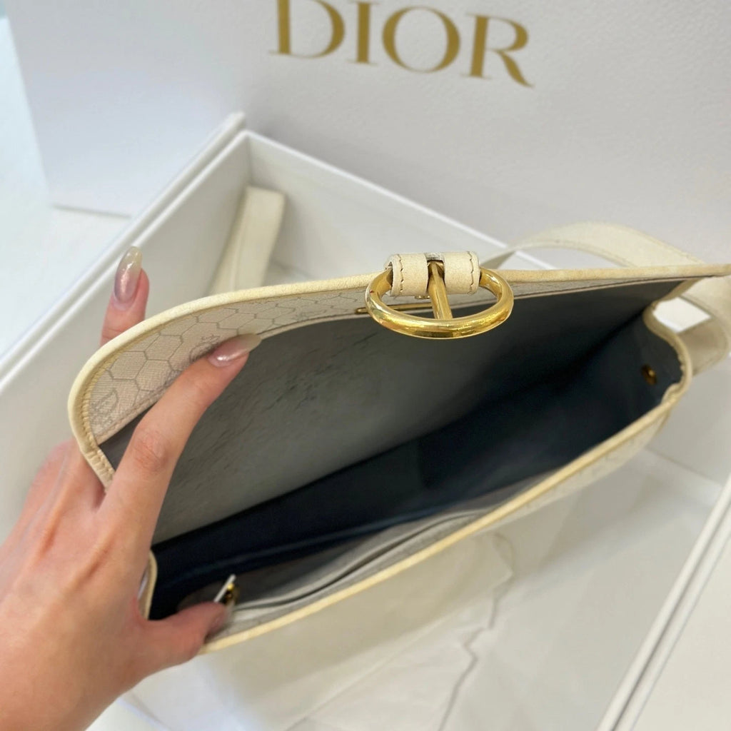 Dior Vintage Monogram Canvas Saddle Crossbody Bag For Women