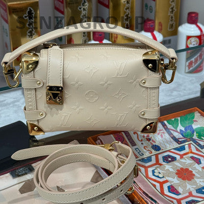 Louis Vuitton Side Trunk PM Monogram Canvas Beige Women's Shoulder Bag
