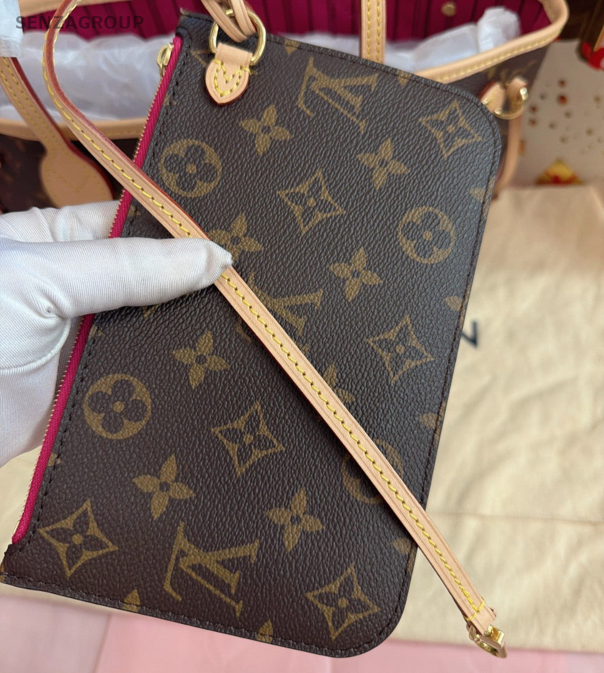 Louis Vuitton Neverfull PM Monogram Shoulder Bag Brown Gold Women Classic