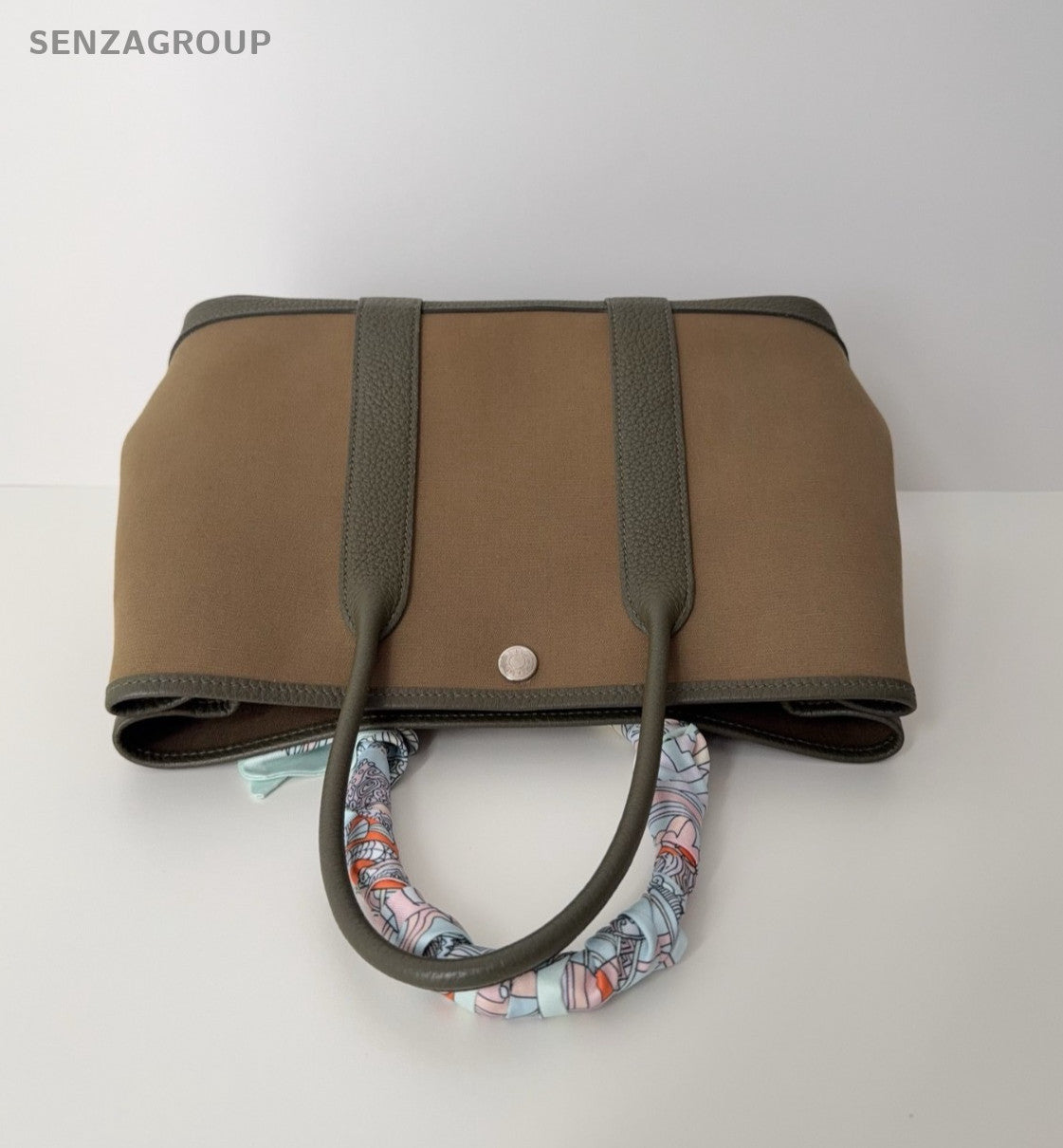 Hermes GardenParty 30 Tote Canvas Top Handle Shoulder Handbag Olive green Women