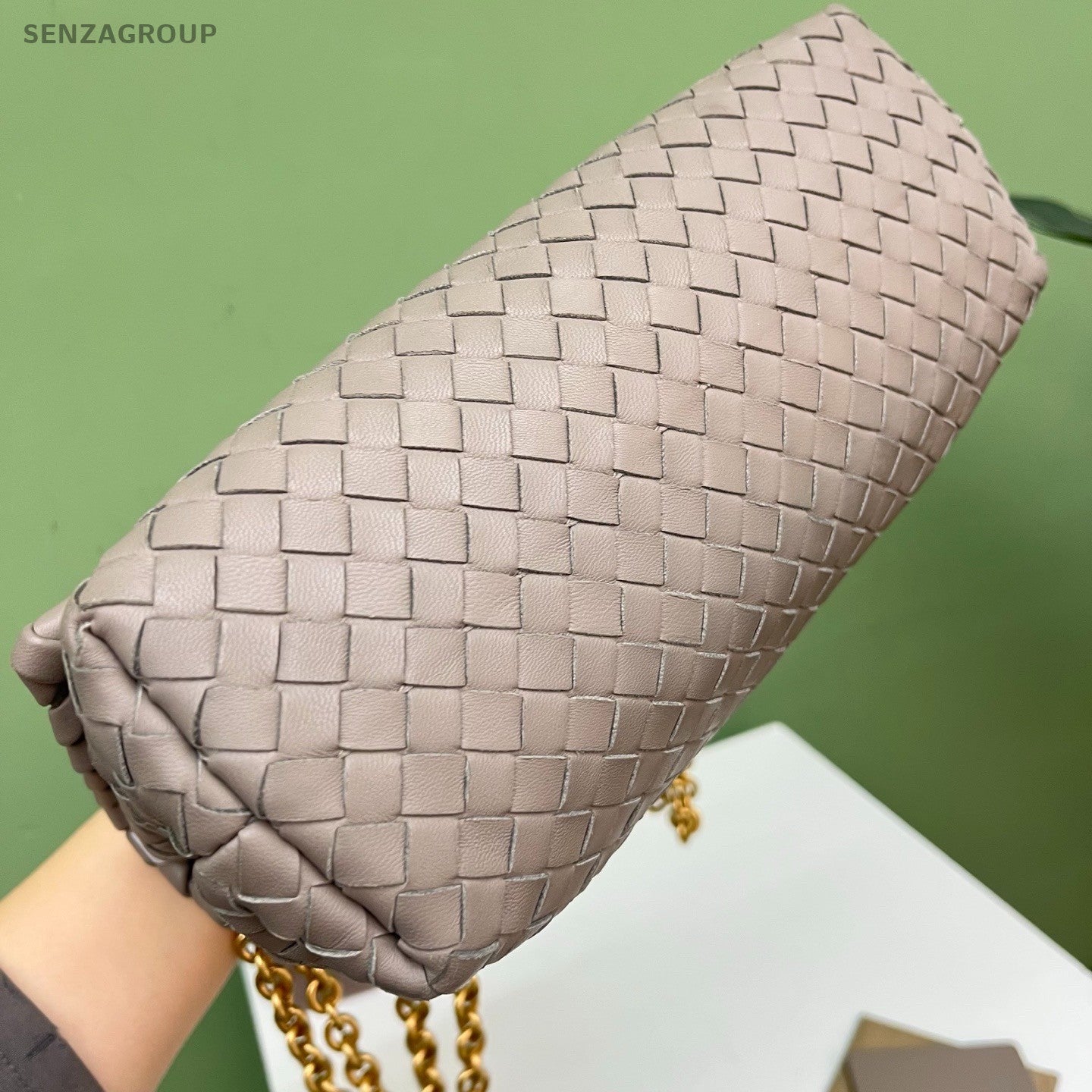 Bottega Veneta Olimpia Piccola Chain Shoulder Bag Gray Gold Women Classic
