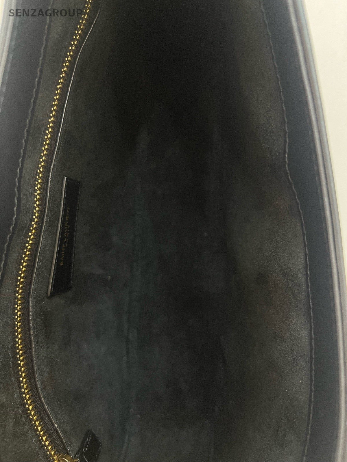 Saint Laurent Calfskin Hobo Shoulder Bag Black Gold Used Women Classic
