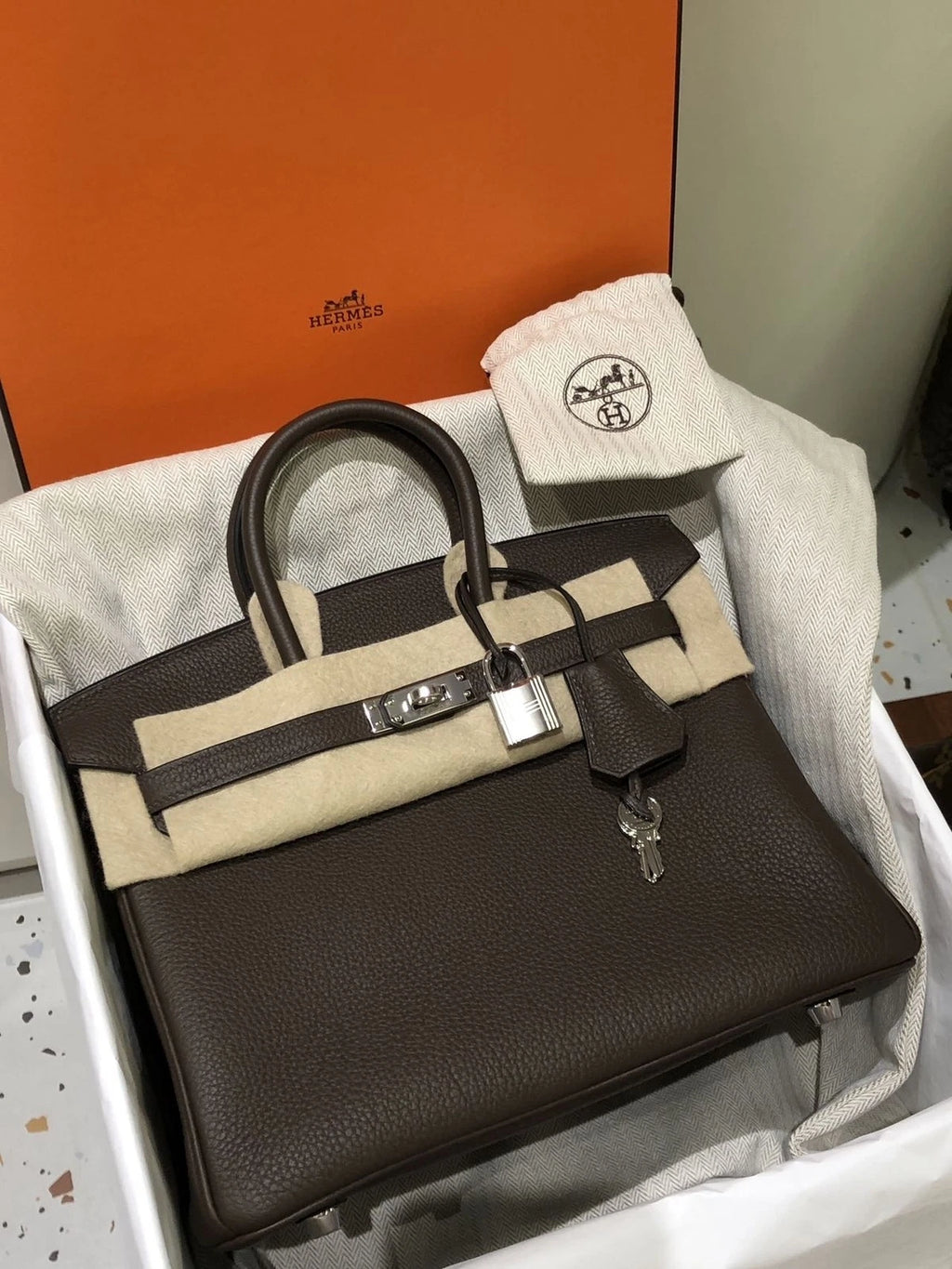 Hermes Birkin25 Togo Brown Women Handbag