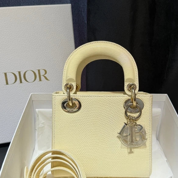 Dior Lady Dior Gold Crossbody Top Handle Excellent