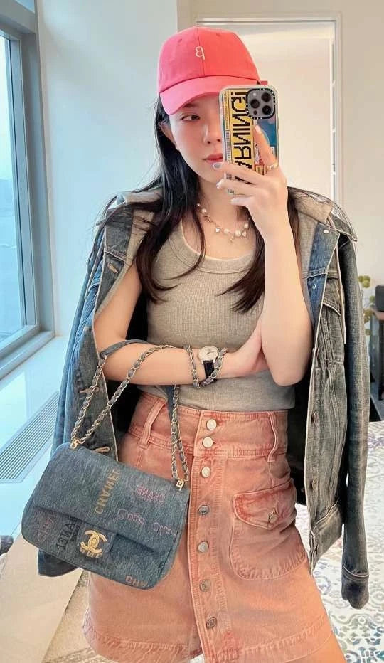 CHANEL CF Mini Graffiti Denim Crossbody Bag For Women