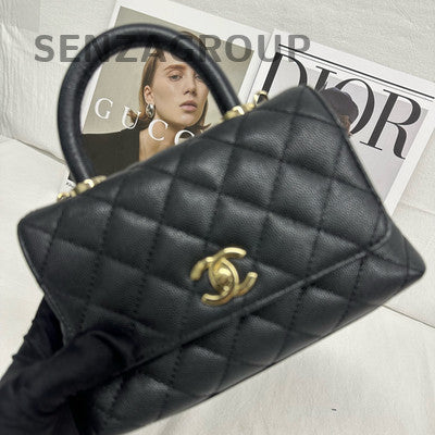 Chanel Coco Handle Mini Black Gold Chain Shoulder Bag Crossbody Women