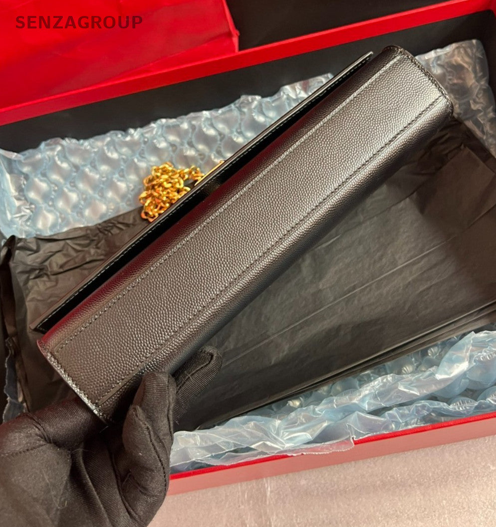 YSL Saint Laurent Kate Chain Shoulder bag Crossbody Black Gold Women Brand NEW