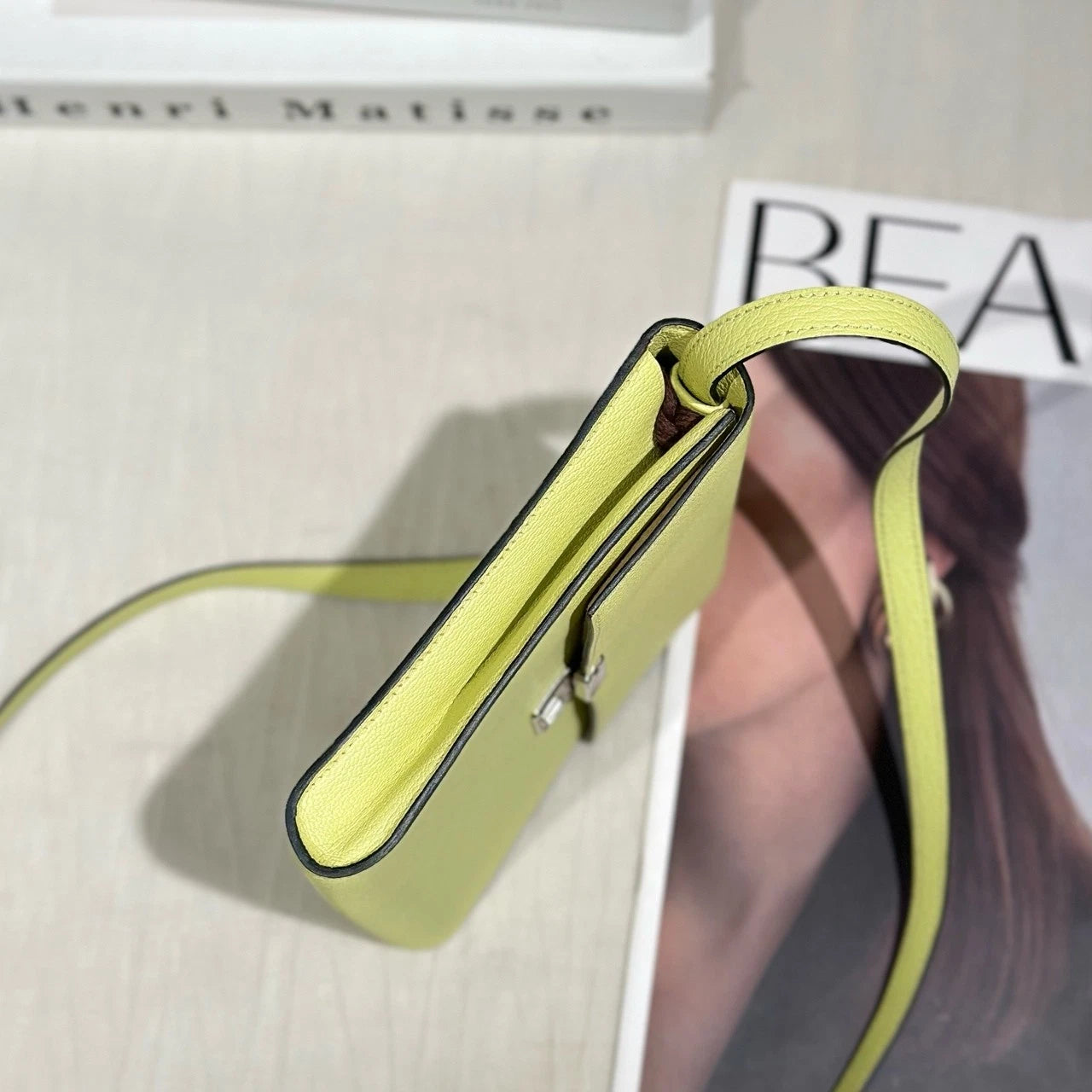 Hermes Clic Yellow Goat Leather Shoulder Bag For Women